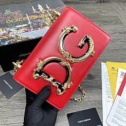 Dolce & Gabbana DG Girls Logo-Embellished In Red Leather Shoulder Bag BI141 Size 21x5x13.5cm - 3