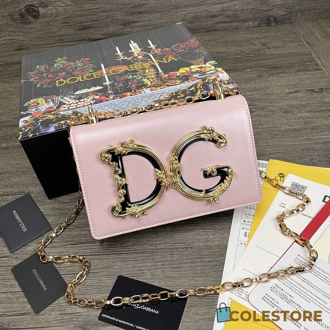 Dolce & Gabbana DG Girls Logo-Embellished In Green Leather Shoulder Bag BI141 Size 21x5x13.5cm - 1