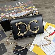 Dolce & Gabbana DG Girls Logo-Embellished In Black Leather Shoulder Bag BI141 Size 21x5x13.5cm - 1