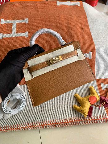 Hermes Mini Kelly In Brown Epsom Leather 19 cm