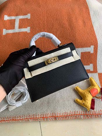 Hermes Mini Kelly In Black Epsom Leather 19 cm