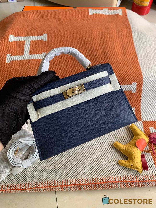 Hermes Mini Kelly In Blue Epsom Leather 19 cm - 1
