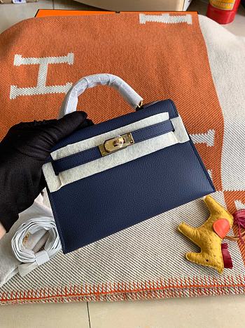 Hermes Mini Kelly In Blue Epsom Leather 19 cm