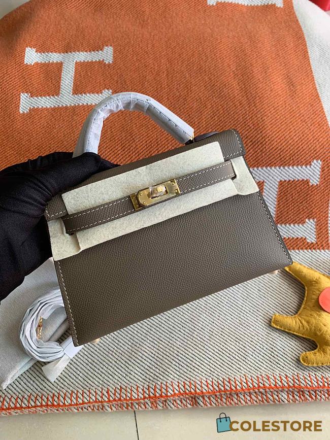 Hermes Mini Kelly In Grey Epsom Leather 19 cm - 1