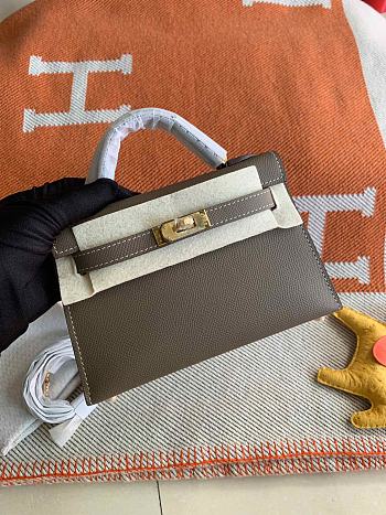 Hermes Mini Kelly In Grey Epsom Leather 19 cm
