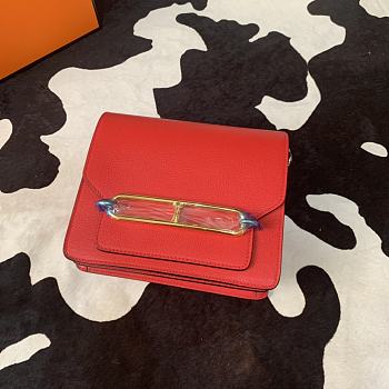 Hermes Mini Roulis Bag Red Calfskin Gold Hardware 19 cm