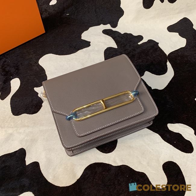 Hermes Mini Roulis Bag Grey Calfskin Gold Hardware 19 cm - 1