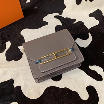 Hermes Mini Roulis Bag Grey Calfskin Gold Hardware 19 cm