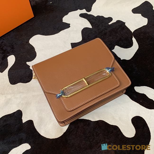 Hermes Mini Roulis Bag Brown Calfskin Gold Hardware 19 cm - 1