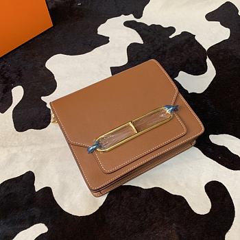 Hermes Mini Roulis Bag Brown Calfskin Gold Hardware 19 cm