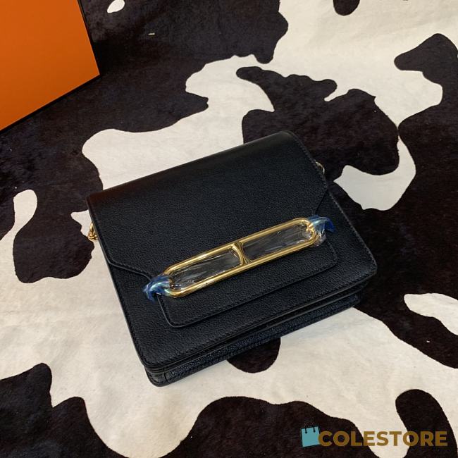 Hermes Mini Roulis Bag Black Calfskin Gold Hardware 19 cm - 1