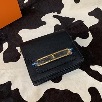 Hermes Mini Roulis Bag Black Calfskin Gold Hardware 19 cm