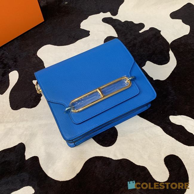 Hermes Mini Roulis Bag Blue Calfskin Gold Hardware 19 cm - 1