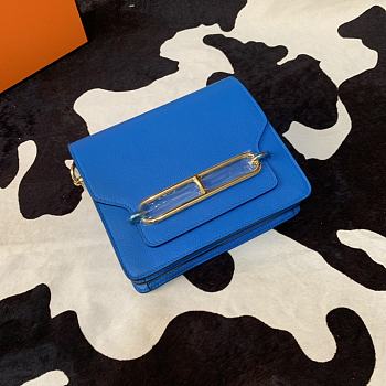 Hermes Mini Roulis Bag Blue Calfskin Gold Hardware 19 cm