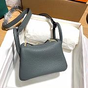 Hermes Mini Lindy Blue Gray Calfskin H082607 19cm  - 6