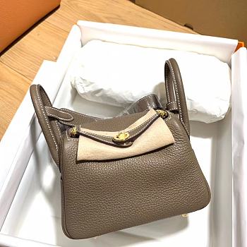 Hermes Mini Lindy Gray Calfskin H082607 19cm 