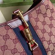 Gucci Jackie 1961 Small Shoulder Bag In Burgundy GG Canvas ‎636706 Size 28x19x4.5cm - 3