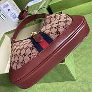 Gucci Jackie 1961 Small Shoulder Bag In Burgundy GG Canvas ‎636706 Size 28x19x4.5cm - 6