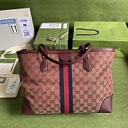 Gucci Ophidia Medium Tote With Web In Burgundy GG Canvas 631685 Size 38x28x14cm - 5