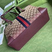 Gucci Ophidia Medium Tote With Web In Burgundy GG Canvas 631685 Size 38x28x14cm - 3
