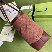 Gucci Ophidia Medium Tote With Web In Burgundy GG Canvas 631685 Size 38x28x14cm - 2