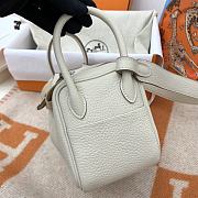 Hermes Mini Lindy White Calfskin H082607 19cm - 5