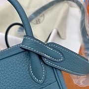 Hermes Mini Lindy Blue Calfskin H082607 19cm - 6