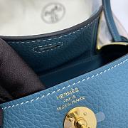 Hermes Mini Lindy Blue Calfskin H082607 19cm - 5
