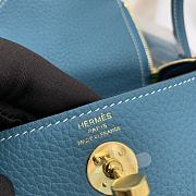 Hermes Mini Lindy Blue Calfskin H082607 19cm - 4
