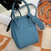 Hermes Mini Lindy Blue Calfskin H082607 19cm - 3
