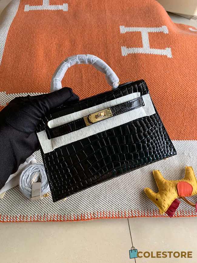 Hermes Mini Kelly In Black Crocodile Leather 19 cm - 1