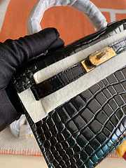 Hermes Mini Kelly In Black Crocodile Leather 19 cm - 6