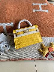 Hermes Mini Kelly In Yellow Crocodile Leather 19 cm - 6