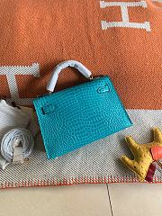 Hermes Mini Kelly In Navy Blue Crocodile Leather 19 cm - 2