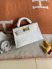 Hermes Mini Kelly In White Crocodile Leather 19 cm - 6