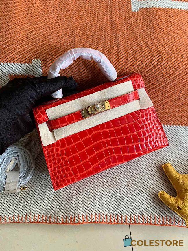 Hermes Mini Kelly In Red Crocodile Leather 19 cm - 1
