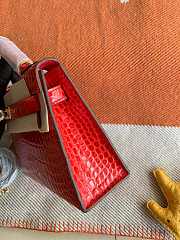 Hermes Mini Kelly In Red Crocodile Leather 19 cm - 5