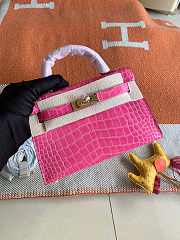 Hermes Mini Kelly In Pink Crocodile Leather 19 cm - 1