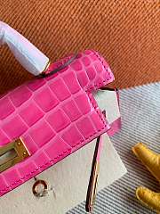 Hermes Mini Kelly In Pink Crocodile Leather 19 cm - 6