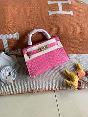 Hermes Mini Kelly In Pink Crocodile Leather 19 cm - 2