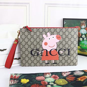 Gucci GG Peppa Neo Vintage Pouch In Red 473956 Size 30.5x21x1.5cm