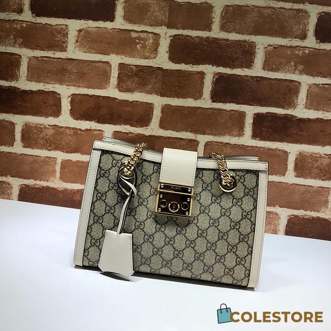 Padlock GG Small Shoulder Bag In White 498156 Size 26x18x10cm - 1