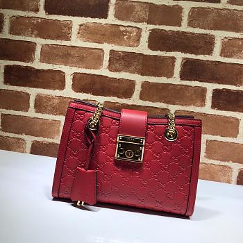 Gucci Padlock Signature Shoulder Bag In Red 498156 Size 26x18x10cm