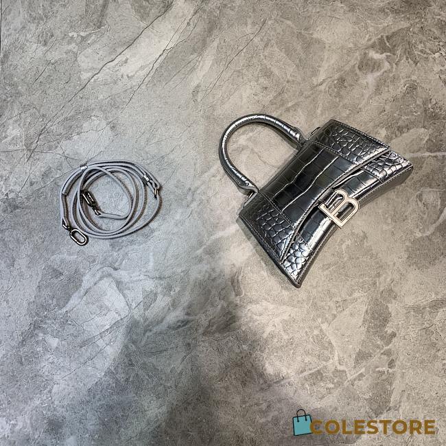 Colestore Balenciaga Mini Hourglass Handle Bag In Silver 59354 Size 19x8x21cm - 1