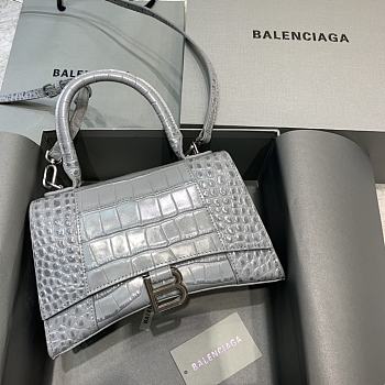 Colestore Balenciaga Small Hourglass Handle Bag In Grey Crocodile Leather 59354 Size 23x10x14cm