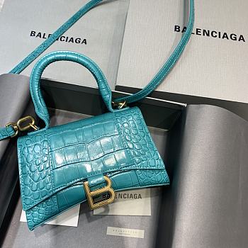 Colestore Balenciaga Mini Hourglass Handle Bag In Blue Sky Crocodile 59354 Size 19x8x21cm