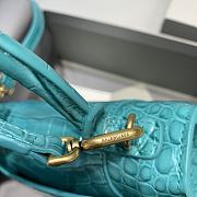 Colestore Balenciaga Mini Hourglass Handle Bag In Blue Sky Crocodile 59354 Size 19x8x21cm - 6