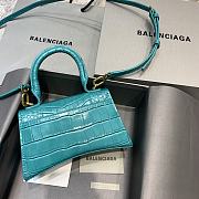 Colestore Balenciaga Mini Hourglass Handle Bag In Blue Sky Crocodile 59354 Size 19x8x21cm - 2