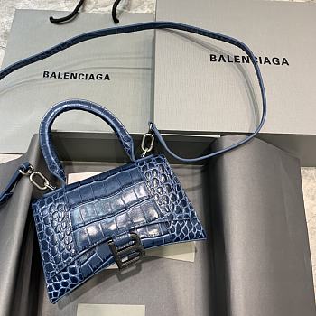 Colestore Balenciaga Mini Hourglass Handle Bag In Blue Navy Crocodile 59354 Size 19x8x21cm