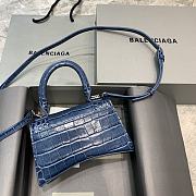 Colestore Balenciaga Mini Hourglass Handle Bag In Blue Navy Crocodile 59354 Size 19x8x21cm - 6
